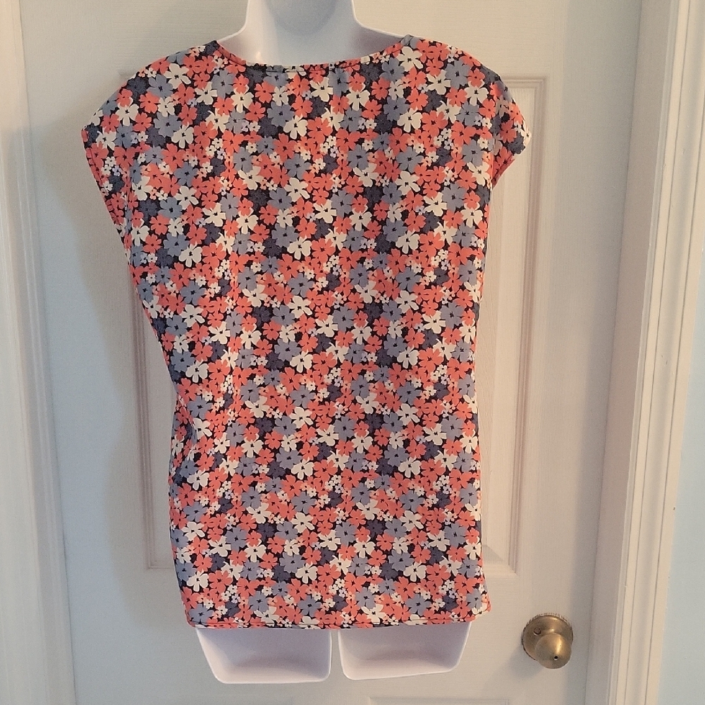 Michael Kors Floral Print Blouse - Coral/pink. Blue and White. - Picture 4 of 7